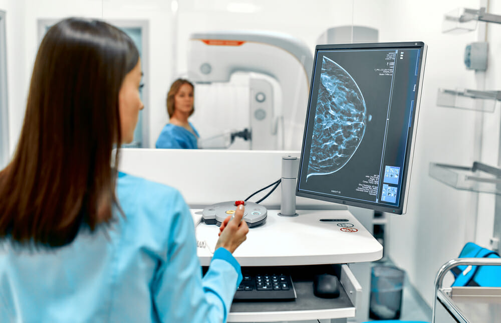 In,The,Hospital,,The,Patient,Undergoes,A,Screening,Procedure,For mammogram